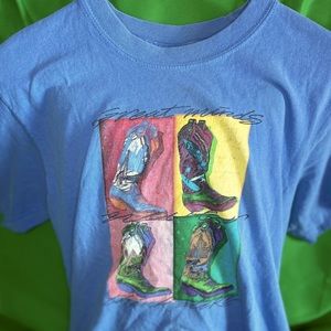 Y2K Vintage Casualwear Warhol Style Graphic Tee Cowboy Boots